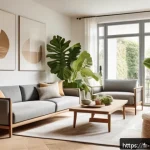 Home 21 예방의학과 환경보건 연결점 - A cozy modern French living room with a family using a sleek air purifier prominently placed near a ...