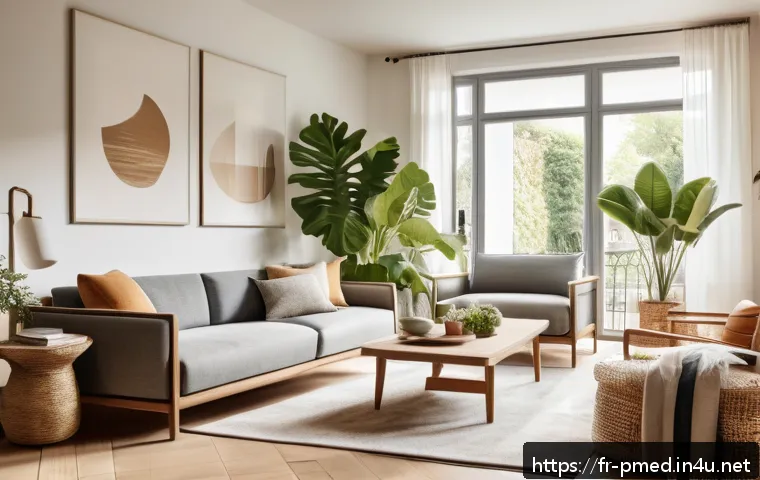 예방의학과 환경보건 연결점 - A cozy modern French living room with a family using a sleek air purifier prominently placed near a ...