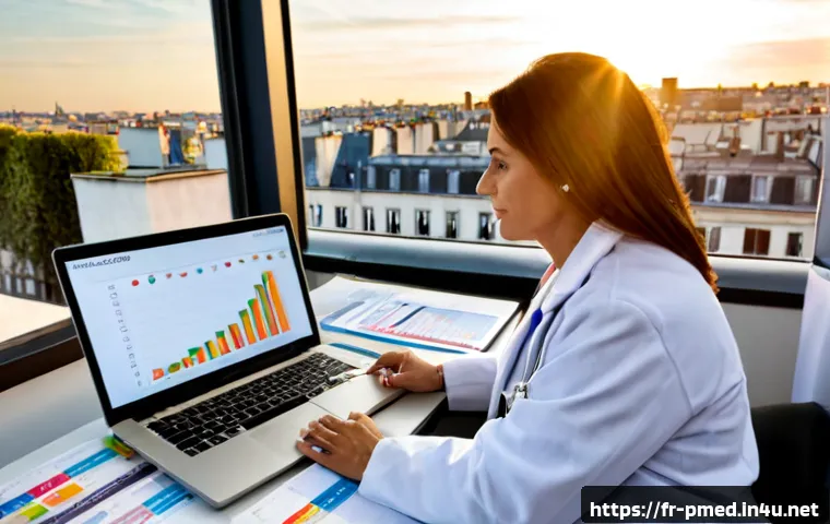 예방의학 전문가 연봉 동향 - Photorealistic preventive medicine physician in a bright modern French public health office, middle-...